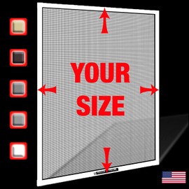 Window Screens Pre-Framed, Ready to Hang - Home Replacement Window Screens - Custom Sizes, Colors & Options - Frame Color: (White), Material Type: (Fiberglass Screen - Gray)