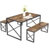 Vecelo 3Pcs Kitchen Dinning Table and Benches Set For 4-6,