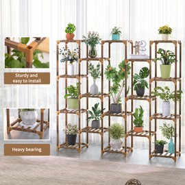 Uneedem Plant Stand Indoor Outdoor, Tall Plant Shelf for Multiple Plants, 17 Tiers Large Plant Rack Wood Plant Holder Plant Shelves for Room Corner Balcony Garden Patio