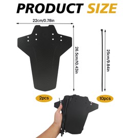 High Quality Mudguards for Mountain Bikes, Front and Rear Wheel, Reflectors, Universal Fit for 20-29 Inch Wheels, Robust & Flexible, Set of 2 - Effective Protection Against Mud and Splash Water