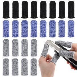 YBEATY 24PCS Finger Cut Resistant Protector Gloves Cots Breathable Reusable Durable Finger Sleeves Anti-Slip Thumb Fingertip Protection Gloves for Work Garden Kitchen Sculpture Grinding Stained Glass