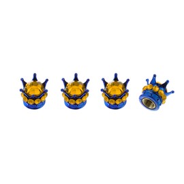 HEROFFIX 4 Pcs Decorative Tire Valve Stem Caps 15mm Tyre Valve Dust Covers for Most Cars Truck Blue Gold Tone ABS Copper