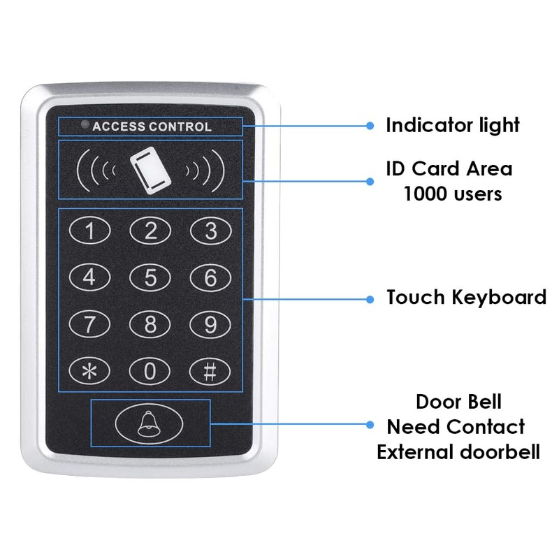 Door Access Control System Kit RFID Keypad 280KG/600lbs Electric Magnetic