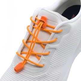 Run out sports Elastic Rubber Shoelaces without Tying - Quick Lacing System 120 cm - Elastic Shoe Laces with Quick Release - for Children and Adults (Neon Orange)