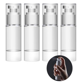 4 PCS 1OZ/30ML Travel Size Pump Bottles Airless Pump Bottles Travel Airless Pump Cosmetic Vacuum Dispensing Bottle Clear Cosmetic Travel Size with Foundation Bottle Cream Clear Plastic for Foundation