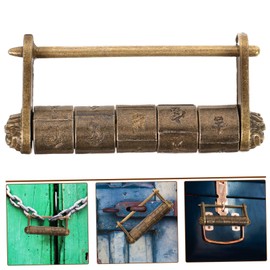SEWACC 2pcs Vintage Chinese Style Text Password Lock Small Metal Padlock for Cabinets Unique Retro Design Durable and Practical Easy to Operate for Decorative Use
