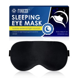 Premium Silk Sleep Mask, Sleep Mask for Side Sleepers, Luxury Eye Mask with Breathable Design, Light Blocking Sleeping Glasses with Adjustable Band, Comfortable for Men / Women (Black)