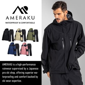 NNOUM AMERAKU NN25NSRA06M Rainwear, Top and Bottom Set, Highly Convinced by Professionals, Rain Suit, Men's, Women's, Bicycle, Raincoat, Golf, Mountain Climbing, Breathable, Waterproof, Stretch, Rain