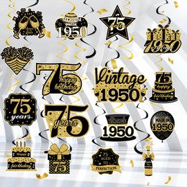 16pcs 75th Birthday Decorations for Men Women 75th Birthday Hanging Swirls Vintage 1950 Birthday Party Decorations Back in 1950 75 Year Old Birthday Gifts Cheers to 75 Years Birthday Decorations