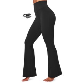 IUGA Flare Leggings for Women Tummy Control Flared Leggings No Front Seam Yoga Pants Women High Waisted Workout Bell Bottoms Black