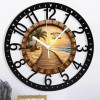 25cm Round Iron Clock Featuring a Running Horse Silhouette in