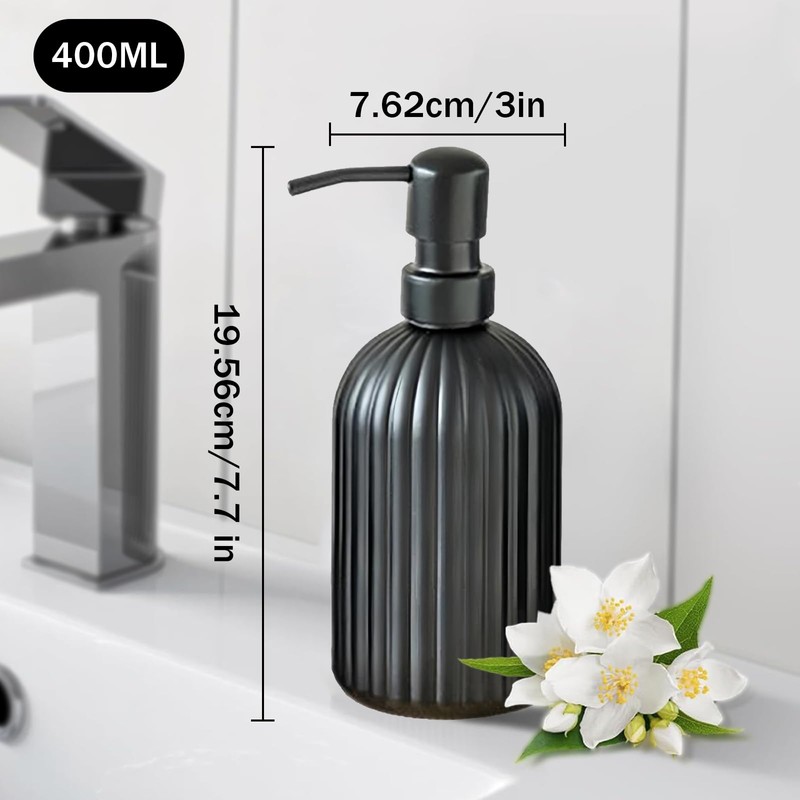 Monsully Pack of 2 Soap Dispensers, Matte Black, 400 ml,