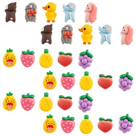 Framendino, 30 Pack Animal Fruit Push Pins Decorative Thumb Tacks Photo Wall Cork Board Bulletin Cubicle Decorations Cute Colorful Pushpins Home Office Decor