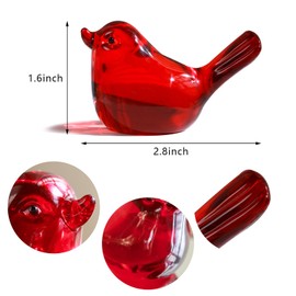 H&D HYALINE & DORA 3" Red Glass Bird Figurine Miniature Hand Blown Glass Birds Crystal Glass Animals Decorative Collectible Figurines Decor