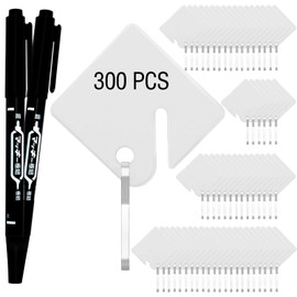 300 Pcs Rack Key Tags White Square Plastic Hanging Tags with 2 Black Markers, Metal Snap Hooks for Slotted Key Cabinets Boxes Lockers Sturdy Frosted Item Identifiers for Home Office and Garage