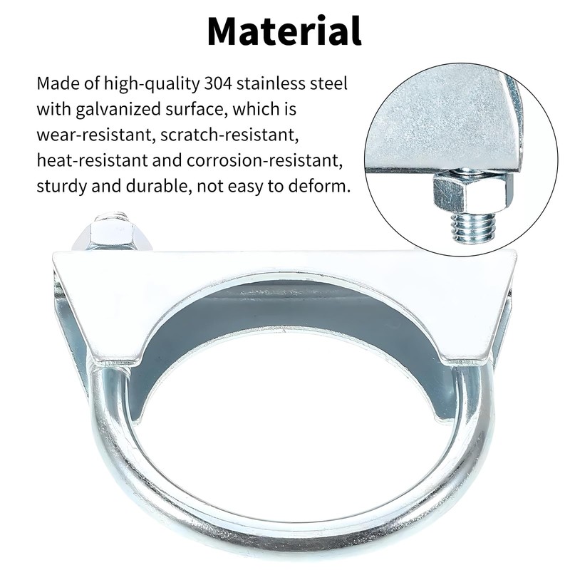 2 Pcs 45mm(1-3/4") Exhaust Clamp, Muffler U-Bolt Clamps, Special Clamp