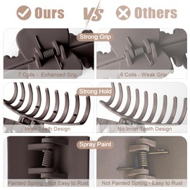 TOCESS Hair Claw Clips for Women - 8PK Large Neutral Matte Jumbo Hair Clips for Thick, Thin, Long, Short, Curly Hair Girls, Big Jaw Clip Set for Daily Use(Mocha Brown)