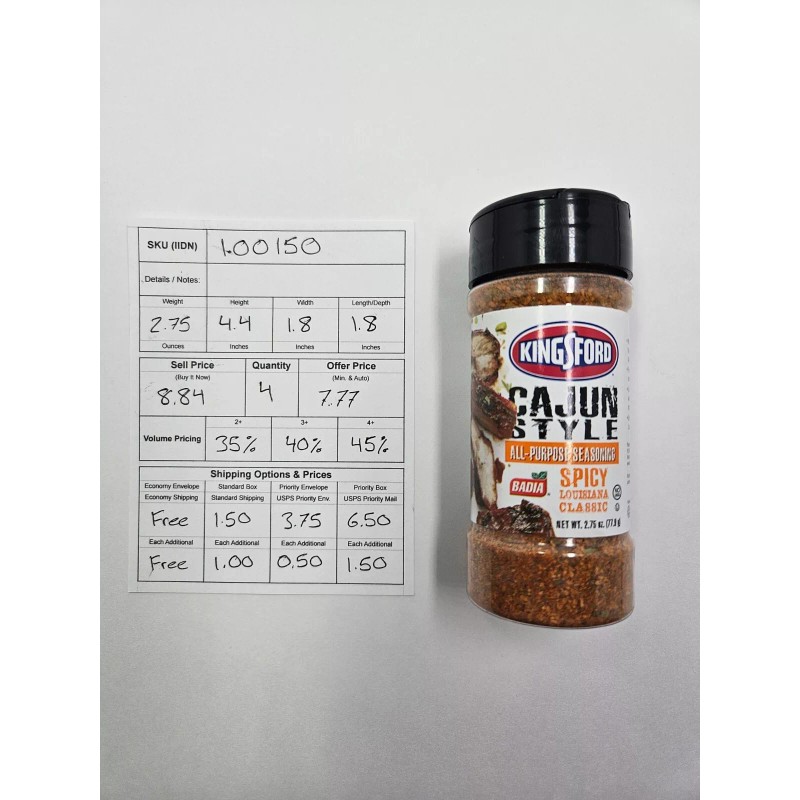 Kingsford Cajun Style Spicy Louisiana Classic All-Purpose Seasoning Spice 2.75oz