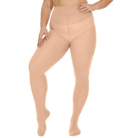 Hiltzo Women's Stockings Large Sizes Semi-Opaque Tights in Plus Size Plus Size Tights with High Waistband, Elastic and Comfortable, beige