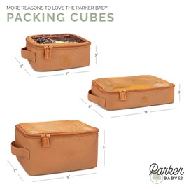 Parker Baby Co. Lightweight Packing Cube Set 3-Pack | Collapsible, Durable, Mesh & Clear Top | Travel Organizer for Diaper Bags, Luggage - Camel/Desert Star
