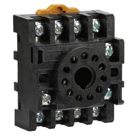 11-pin Relay Base, Power Relay Base Plug, 250VAC 7A, Bolt and Rail Type Installation Method, fire-Retardant, for time Relay JQX-10F / 2Z, JTX-2C, JMK2P-I