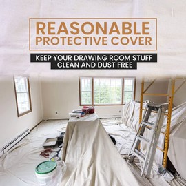 Canvas Painters Drop Cloth (Size 6 x 9 Feet - Pack of 2) - Pure Cotton Paint Drop Cloth for Painting, Curtains, Furniture & Floor Protection - All Purpose Thick Canvas tarp with Double Stitched Edges