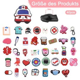 Shoe Pin Nurse Pack of 40 Crocs Pins, Nurse Pin Shoe Jewellery for Children Crocs, Shoe Badge, Shoe Decoration Shoe Pendant, Polyvinyl Chloride