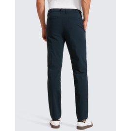 CRZ YOGA Casual Golf Pants for Men - 32" Water Resistant Lightweight Work Dress Trousers with Zipper Pockets True Navy 34