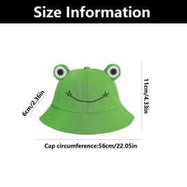 WQEDVN Frog Bucket Hat, Frog Hat, Cute Cotton Bucket Sun Hat, for Men Women Adult Camping Hiking Fishing Hunting(Green)