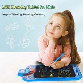 CHAFEGY 10 Inch LCD Writing Tablet for Kids, Masked Warrior Design Drawing Tablet, Doodle Board Pad for Learning, Toy Gift for Boys 3-8 Years Old, Christmas Birthday Present (Blue)