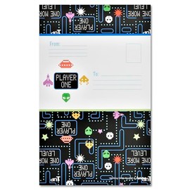 iscream Paquete de 8 tarjetas de notas plegables listas para enviar - Retro Gamer
