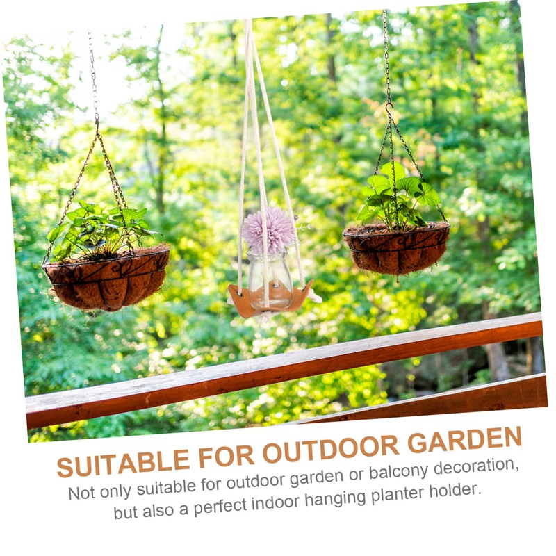Kisangel Pu Leather Hanging Basket for Flowerpots Modern Planter Base