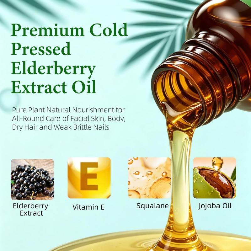 AQILUN Elderberry Seed Oil, Cold Pressed Elderberry Seed Oil, Pure