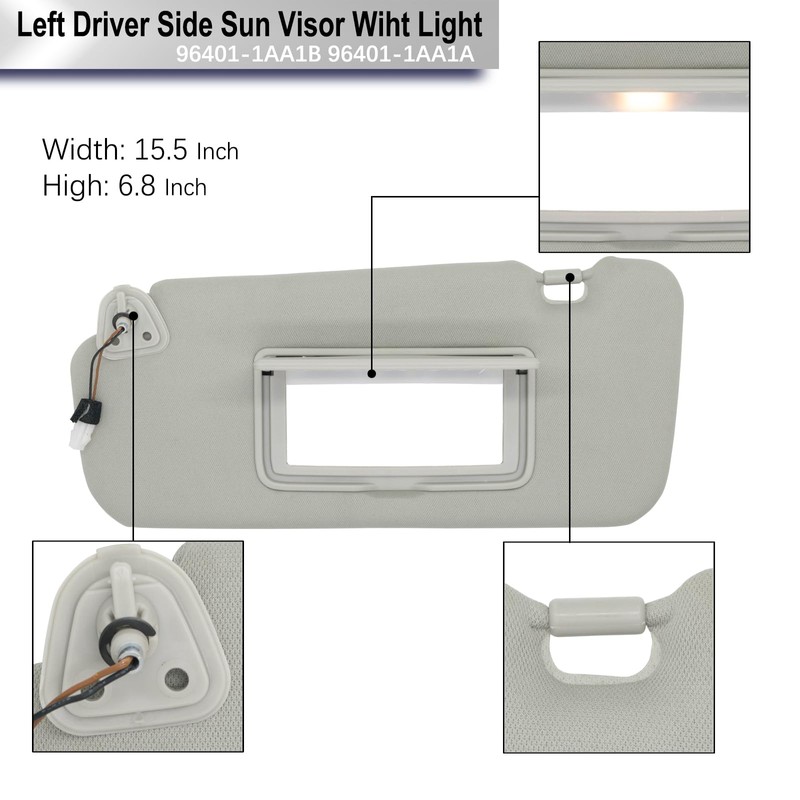 CRAZYPARTS Driver & Passenger Side Sun Visor Compatible with Nissan