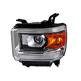Spec-D Tuning Chrome Projector Left Driver Side Headlight for 2014-2018 GMC Sierra Head Light Assembly