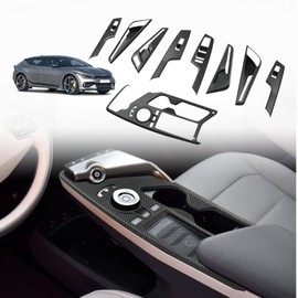 BestEvMod for EV6 Interior Decoration Trim Set of 9 Gear Shift Panel Trim,Window Lift Switch Panel Cover,Inner Door Handle Bowl Trim Compatible with 2022-2024 Kia EV6 Accessories (Matt Carbon Fiber)