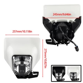 PowerMotor Dirt Bike LED Head Light,Motorcycle H4 Headlight For FC FE TC FX TE TX 125 250 300 350 450 501 FE250 FC250 TC25 Enduro Dirt Bike Lamp Light(White)
