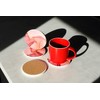Set of 4 Ceramic Drink Coasters Pink Marble Pattern -
