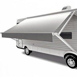 CYLAND RV Awning Fabric Replacement,Camper Trailer Motorized Awning Replacement for Motorhome,Heavy Duty Weatherproof 18.5oz Outdoor Vinyl RV Canopy 10'(Fabric 9'2") Grey Fade