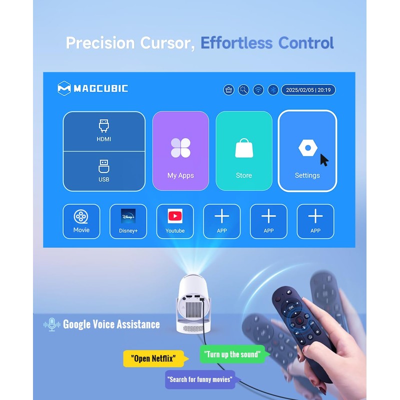 Magcubic Mini Projector, 4K Support Smart Projector with WiFi 6