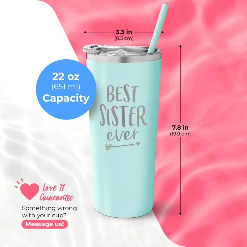 SassyCups Best Sister Ever 22oz Stainless Steel Insulated Tumbler -