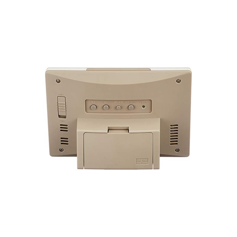 Rhythm Alarm Clock Radio-Controlled Clock Digital Decorative Glass Beige Pearl