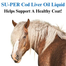 SU-PER Cod Liver Oil for Horses - Horse Oil Supplement with Essential Fatty Acids, Omega 3, Vitamins A & D - Supports Healthy Horse Coat & Skin - 1 Gallon, 4 Month Supply