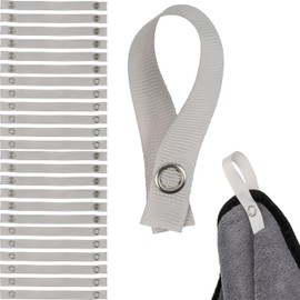 24 Pack 150 x 12 mm Loops in Grey with Press Stud Fastening, Hanging Tabs for Tea Towel, Towel, Cloth, Decoration, Camper Accessories
