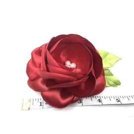 Kanzashi handmade hair clip flower red rose