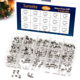 Sunxeke 15 Values 150 Pcs 125V Fast Blow Glass Fuses Assortment Kit 3.6X10MM 1/2.5/3/5 Amp 125V Mini Glass Fuses Replacement