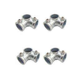 4 Pcs 3 Way L Tube Connector,Galvanized Pipe Fittings, Three Socket Cross Outlet Tee Fit for 1 Inch(25.4 mm) OD Steel Pipe, Structural L Pipe Fitting Connector, Cast Iron