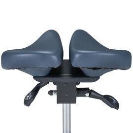 MASTER HEALTH PRODUCT Massage Berkeley MS13D Ergonomic Posture Saddle Chair-Two-Part Saddle Stool- Hydraulic Swivel Rolling Seat Stool and Height- Aluminum Base with Soft Rubber Wheel Casters-Black