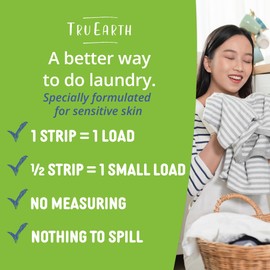 Tru Earth Laundry Detergent Sheets - Up to 128 Loads (64 Sheets) - No Plastic Jug - Original Eco-Strip Liquidless Laundry Detergent - Fragrance Free