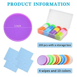 DLUGOPIS - Juego de 100 fichas de borrado en seco de 1 pulgada con una caja de almacenamiento y 4 toallitas reutilizables para juegos de mesa, contadores de plástico de 1 pulgada